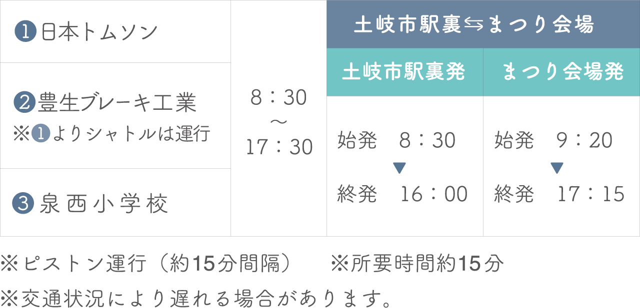 シャトルバス運行時間